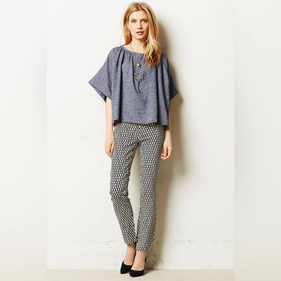 CARTONNIER by ANTHROPOLOGIE Crosshatched Charlie Trousers - Picture 1 of 7